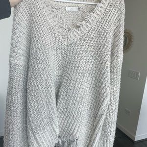 Raw hem oversized sweater